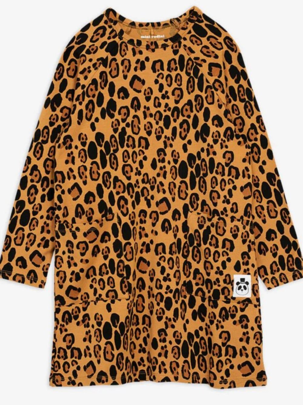 Mini Rodini Basic Leopard long sleeve Dress brown and black size 6-7